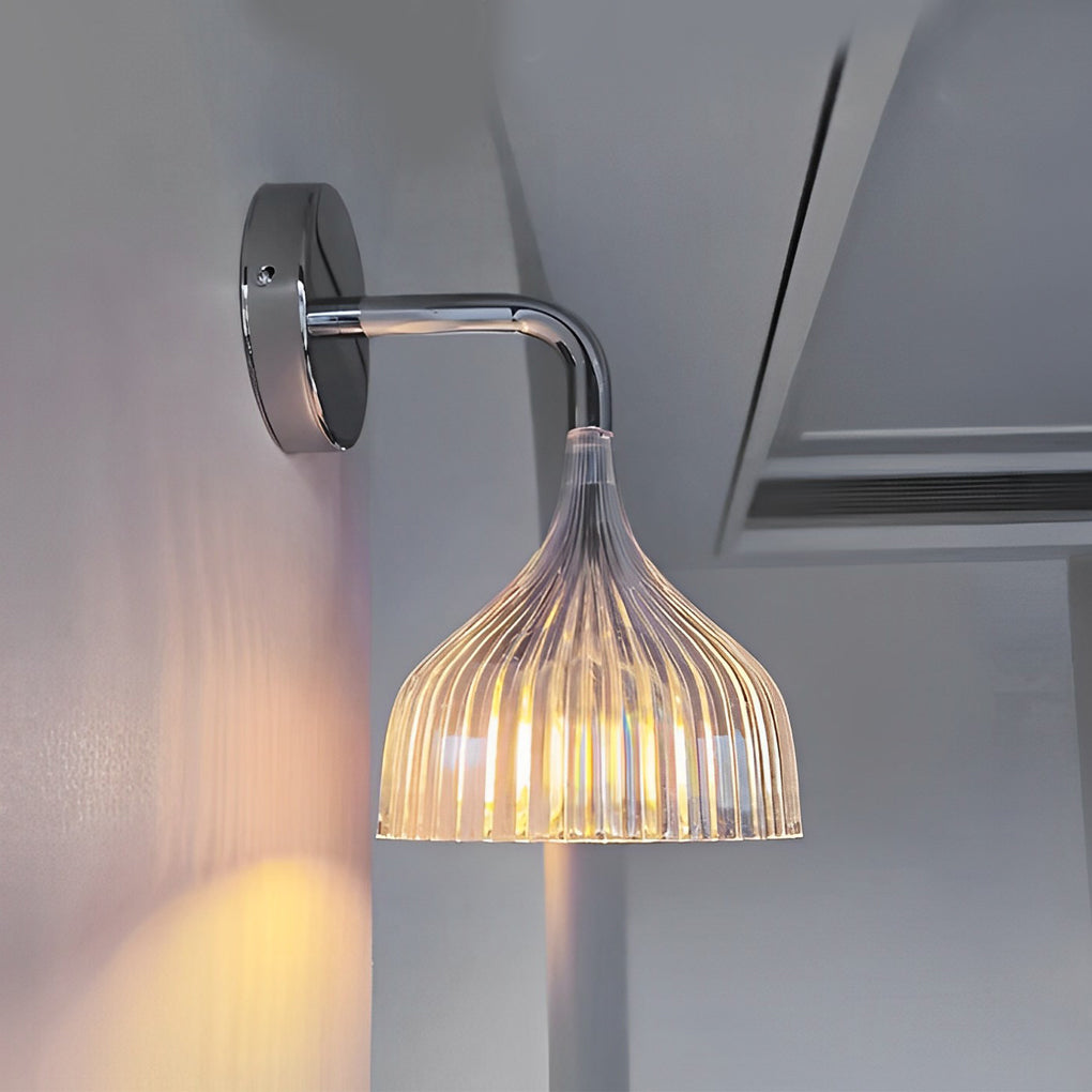 Pleated Iron Wall Sconce — White, Transparent, or Yellow, E14 5W, Modern Retro