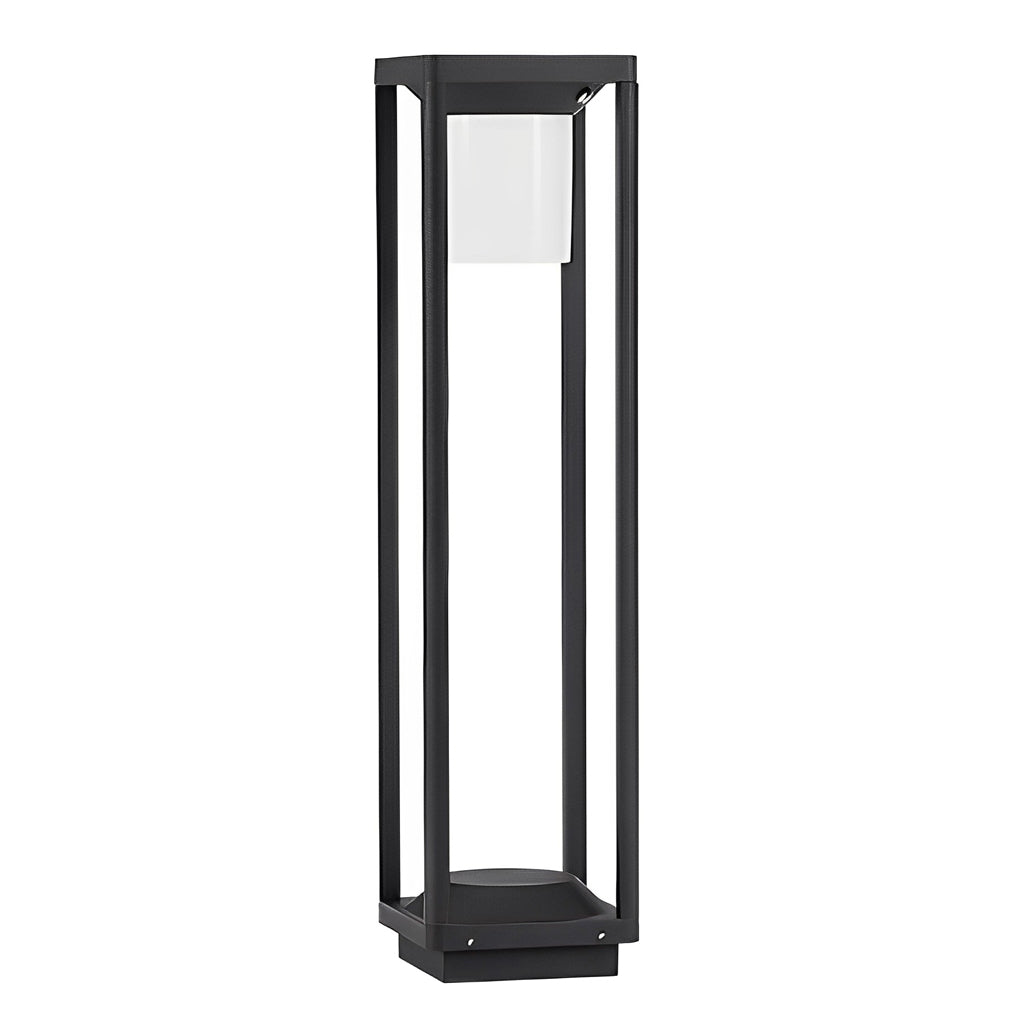 Modern Black Solar Bollard Path Light — Die-Cast Aluminum, LED, Three-Step Dimming (3000K/4500K/6000K), IP55 Weatherproof