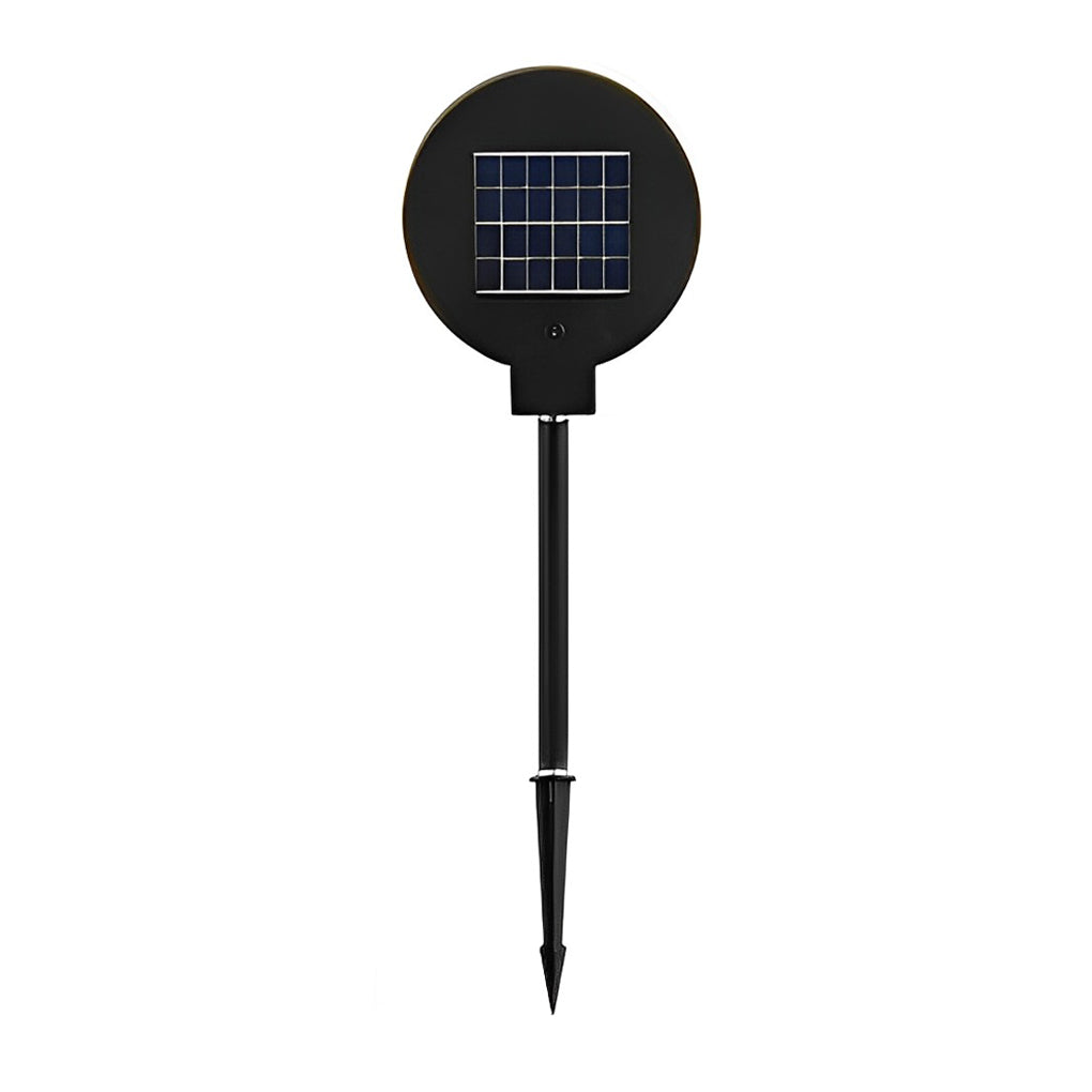 Circular Geometric Solar LED Path Light — Stainless Steel & Silicone, Black, IP54, 3000K Warm White