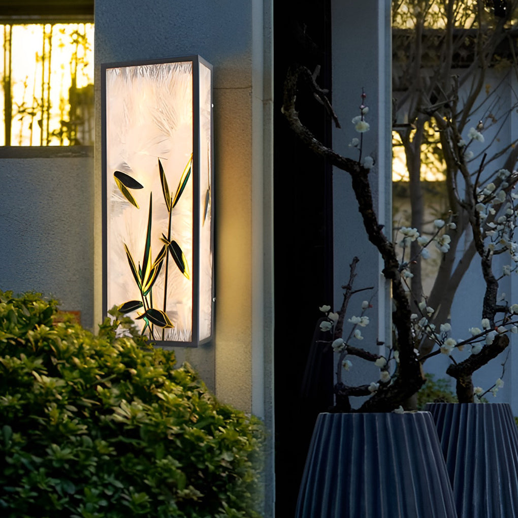 Vintage Floral Outdoor Wall Sconce — Galvanized Steel, Acrylic Shade, T5 LED, IP54 Weatherproof, 20" or 31"