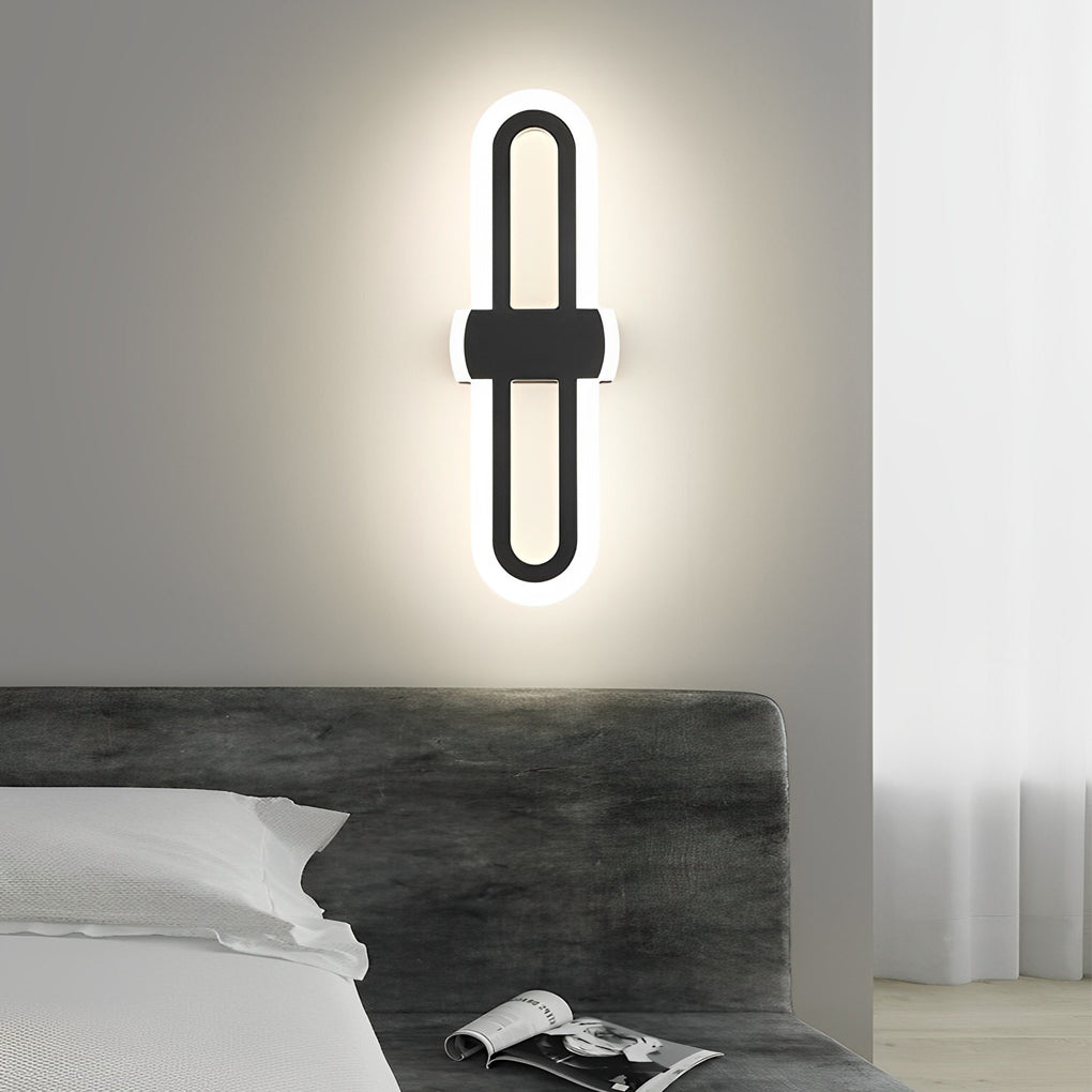 Rounded Rectangular Geometric LED Wall Sconce — Iron, 15W, 3000K / 6000K, 4.7" × 14.4"