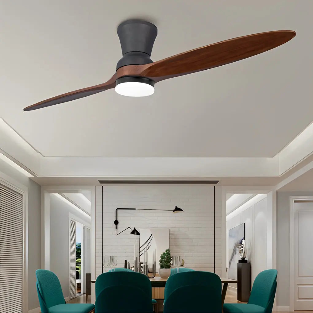 Modern 18W LED Dimmable Ceiling Fan with 2 Wood Blades and Remote Control - Mute Function Luxe