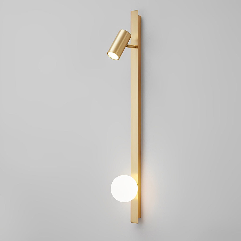 Linear Wall Sconce with Adjustable Spotlight — Black and Gold, Copper and Glass, Three-Step Dimming (3000K/4500K/6000K), LED, 31"