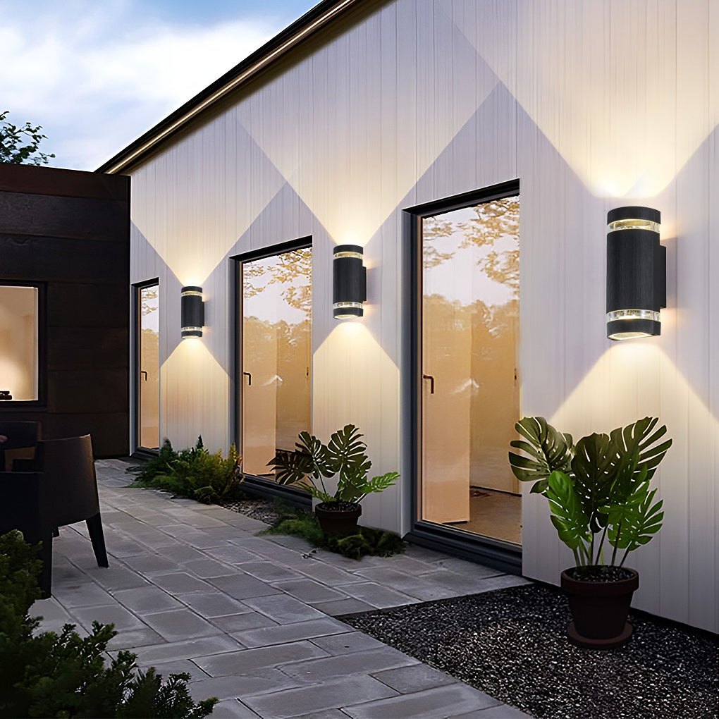 Industrial Up/Down Outdoor Wall Sconce — Black Aluminum, LED 10W, IP65 Weatherproof