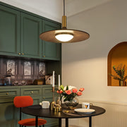 Flying Saucer Pendant Light — Walnut and Copper, LED 3000K Warm White, 10" or 12"