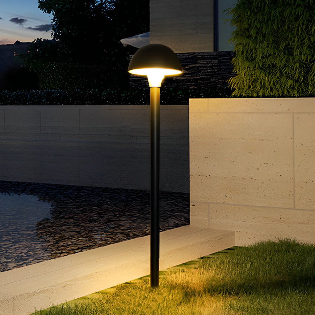 Mushroom Outdoor Bollard Light — Black Aluminum & Acrylic, LED Warm White, IP65 Weatherproof