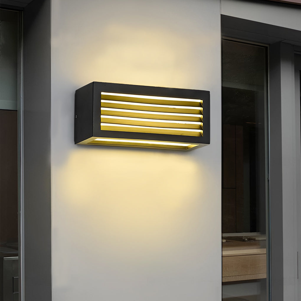Modern Rectangular Outdoor Wall Sconce — Black Die-Cast Aluminum, 12W LED, Waterproof