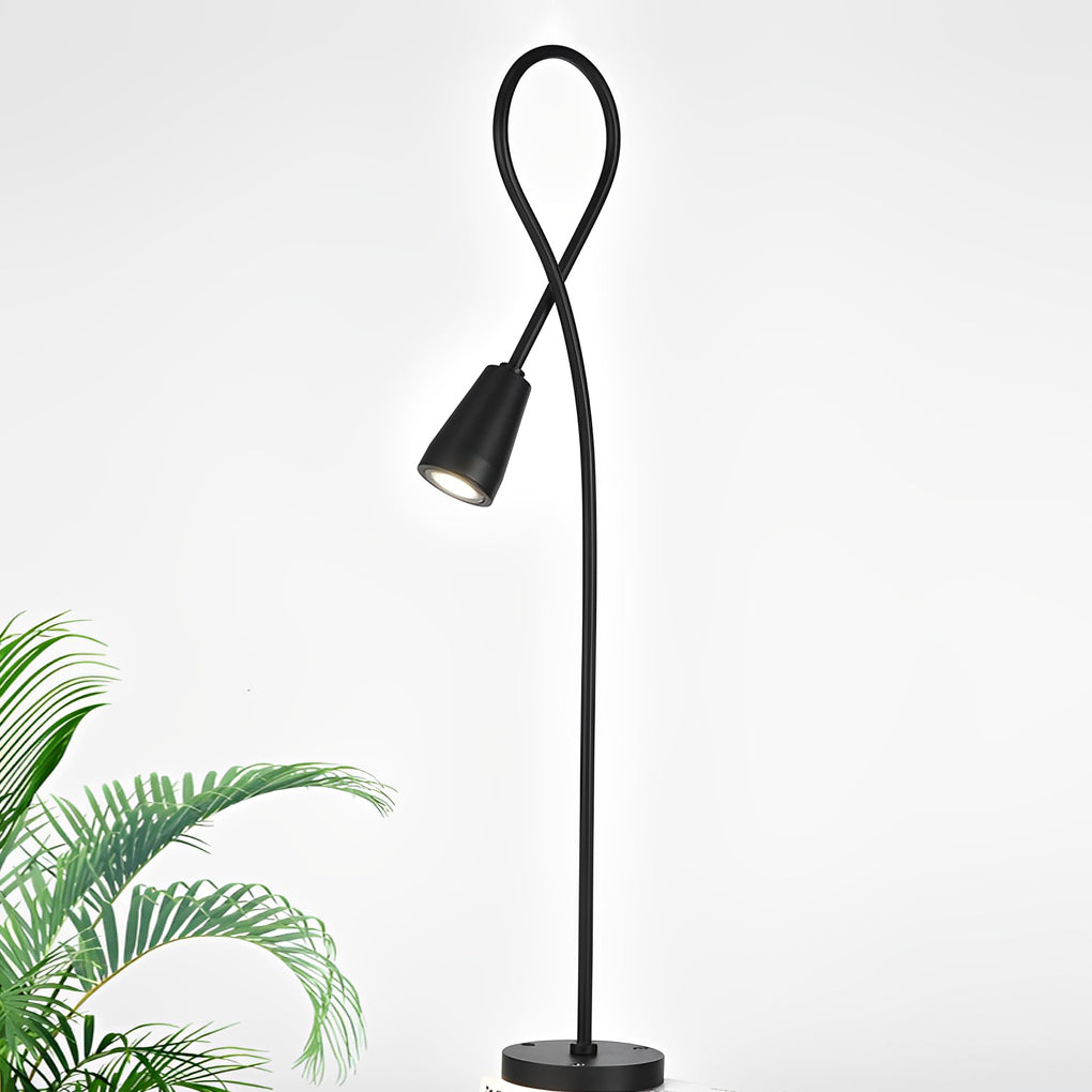 Arched Gooseneck Flower-Bloom Path Light — Black Aluminum, 7W COB LED, IP65, 31", 3000K Warm White