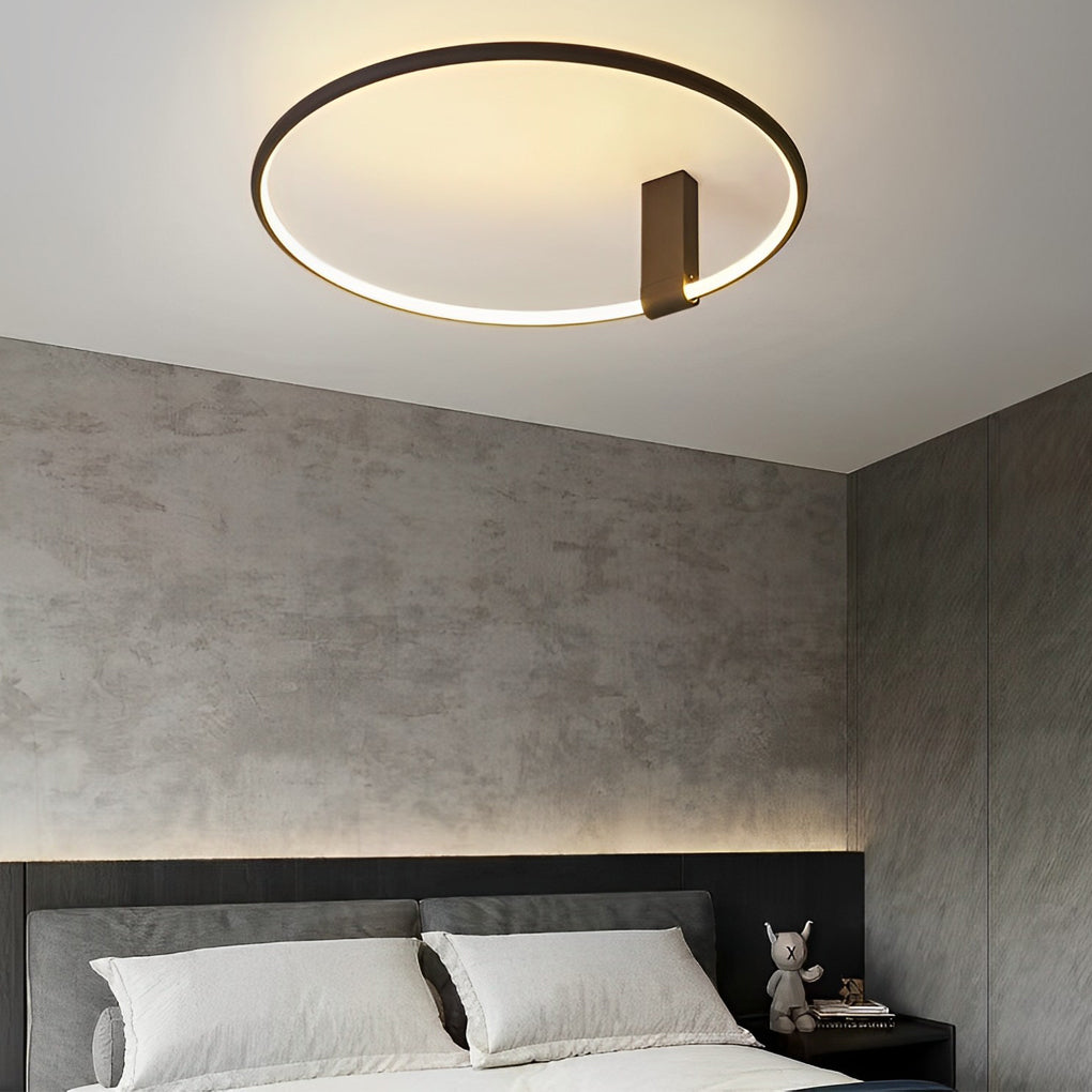 Modern Minimalist LED Semi-Flush Mount — Black Aluminum, Adjustable, 3-Step Dimming, 12"–20"