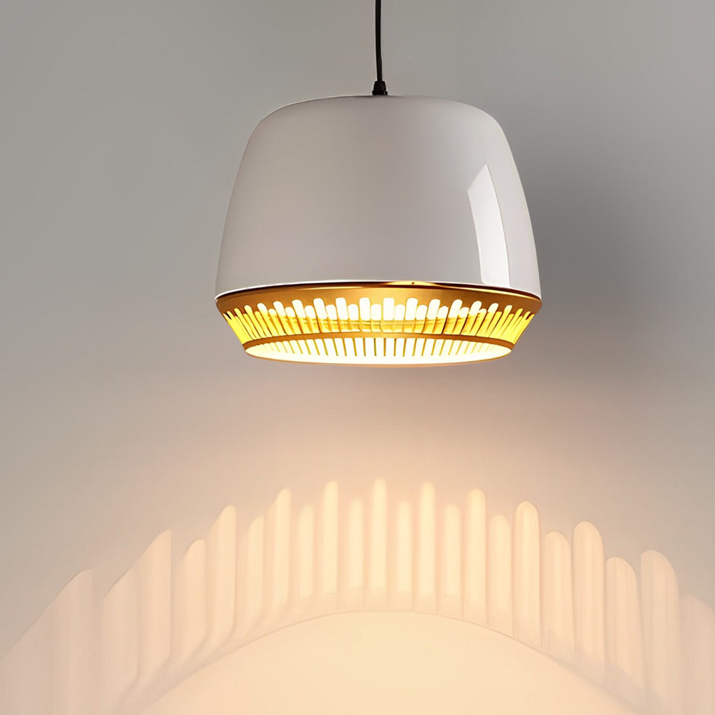 Modern Round Ball Pendant Light — Iron, 12" Diameter, Adjustable Wire, Black or White