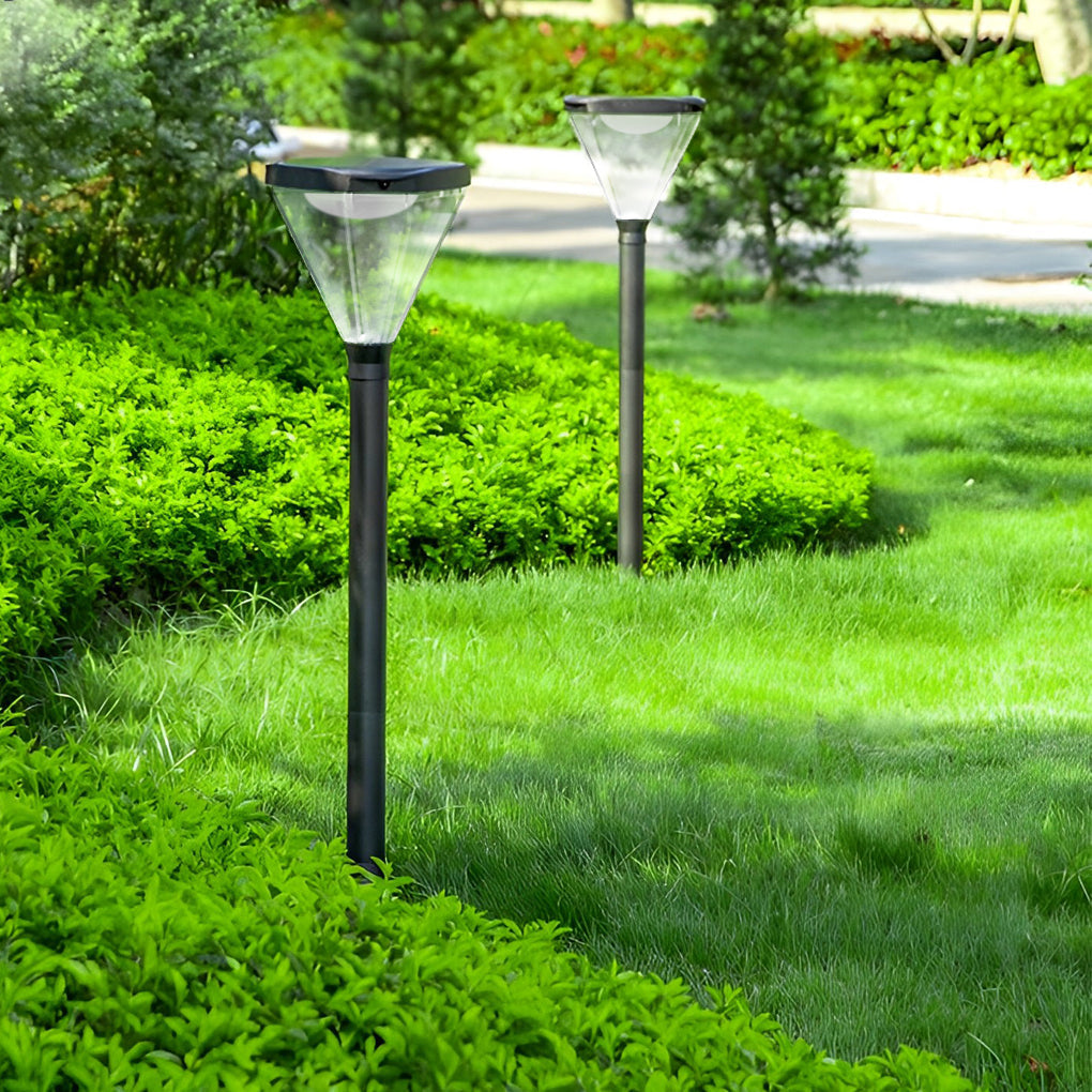 Modern Adjustable Black Solar LED Path Light — Die-Cast Aluminum & Acrylic, IP55, 6000mAh, Warm White + White