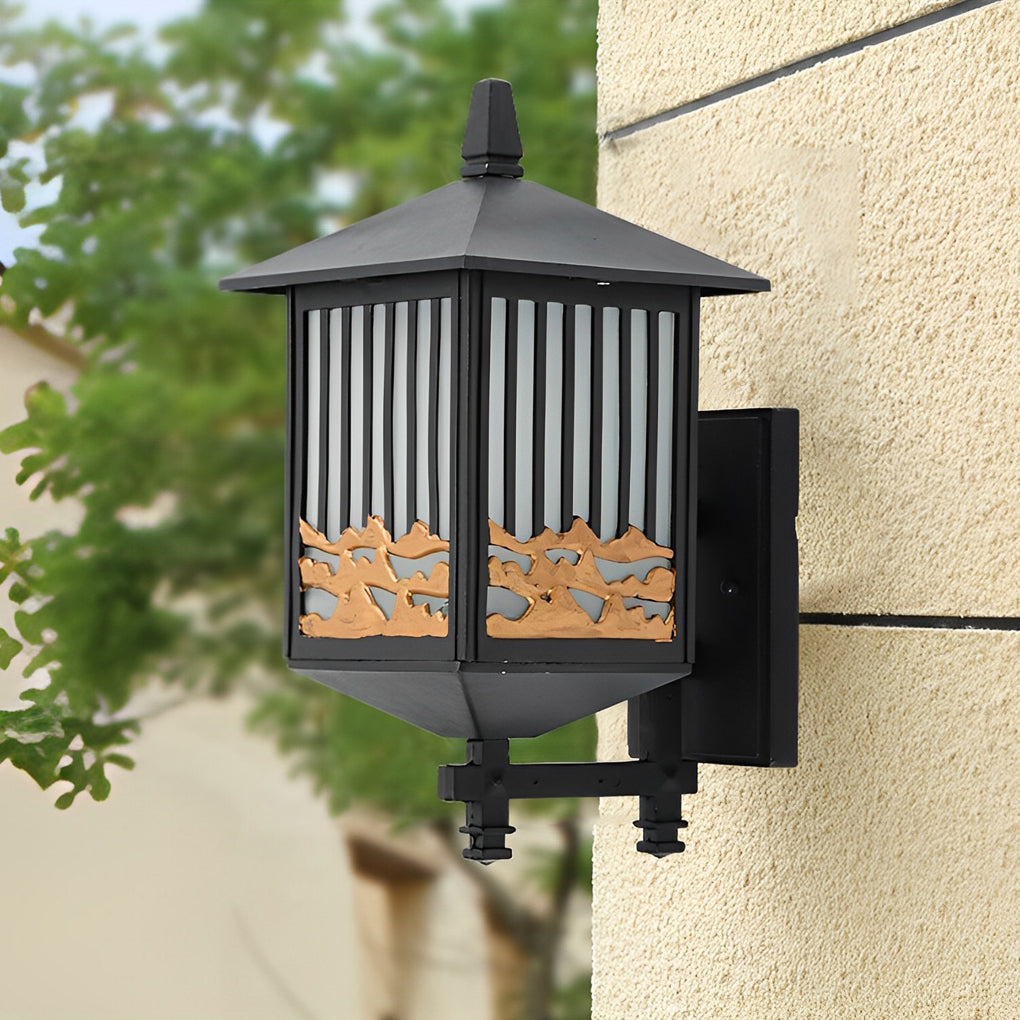 Modern Retro Outdoor Wall Sconce — Black, Die-Cast Aluminum, Frosted Glass, Solar/Wired, LED, 3-Step Dimming, Weatherproof
