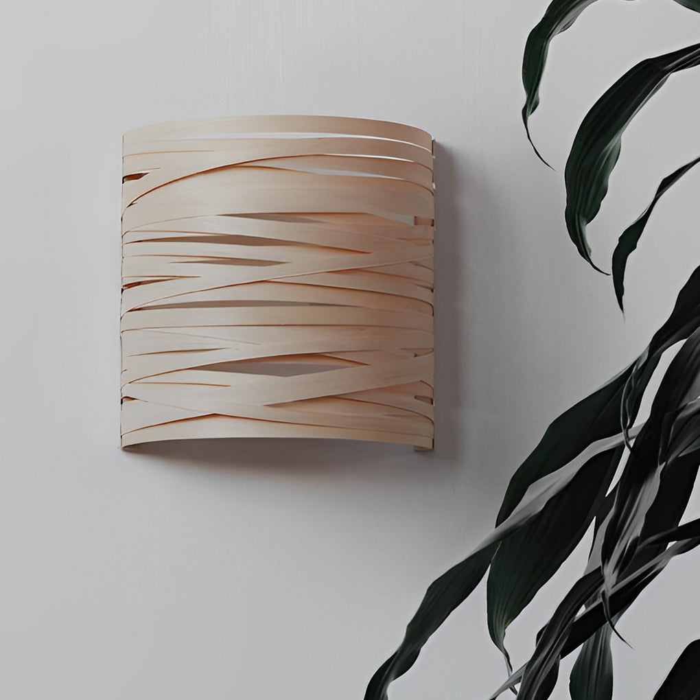 Handmade Semi-Cylindrical Wood Wall Sconce — Soft Ambient Light, Bedroom & Living