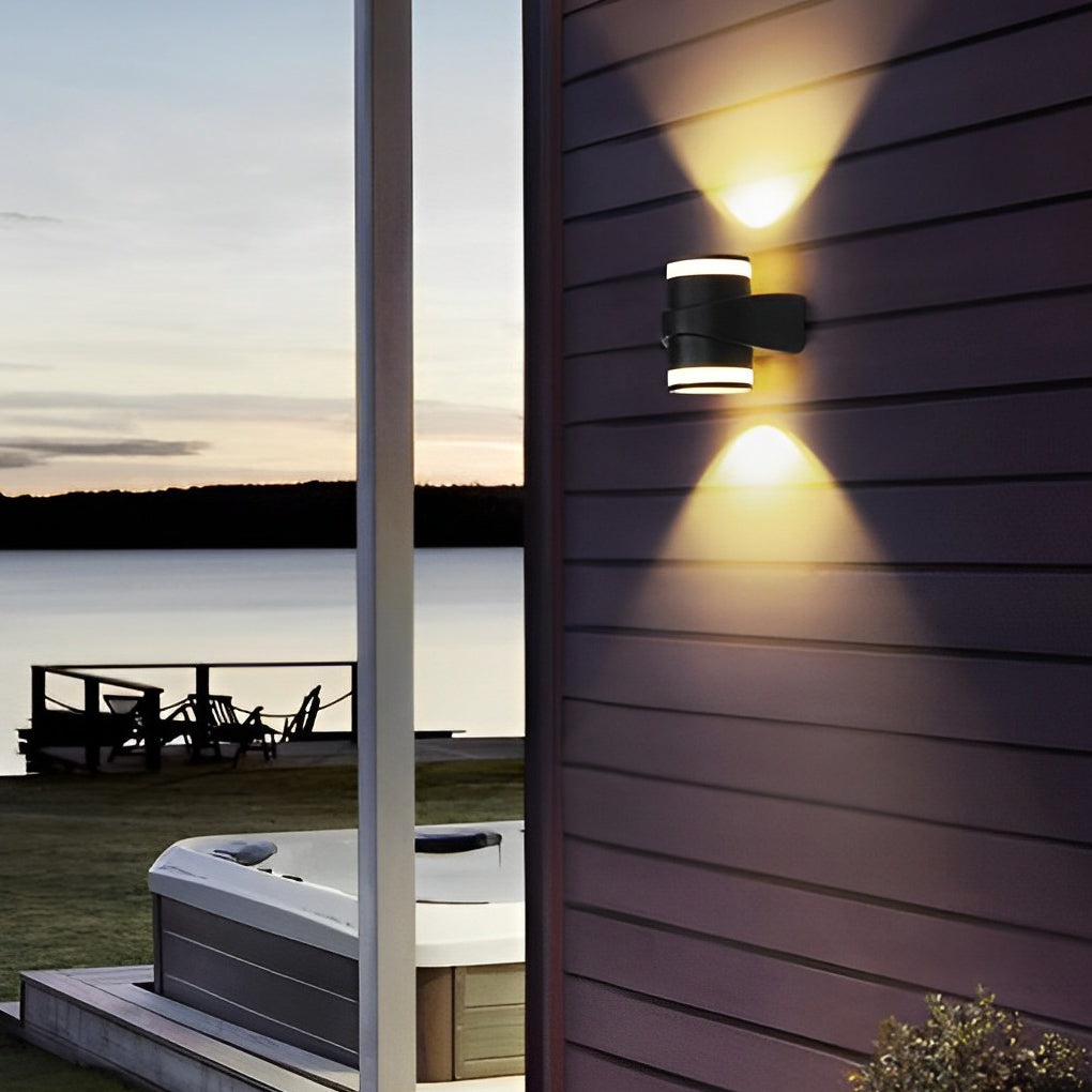 LED Waterproof Black Outdoor Wall Washer Lights - Round Up and Dawn Light
