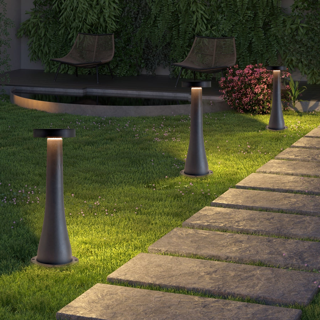 Mushroom Outdoor Pathway Bollard Light — Black Aluminum, LED, IP65 Weatherproof, 7.5" × 20.5"