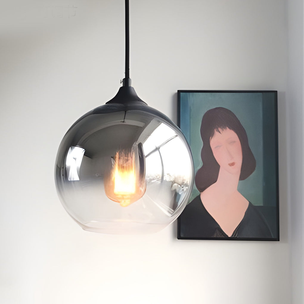 Glass Globe Mini Pendant — Modern Industrial, LED, 3-Step Dimming, 3000K/4500K/6000K, 8"/10"/12", Gold or Silver