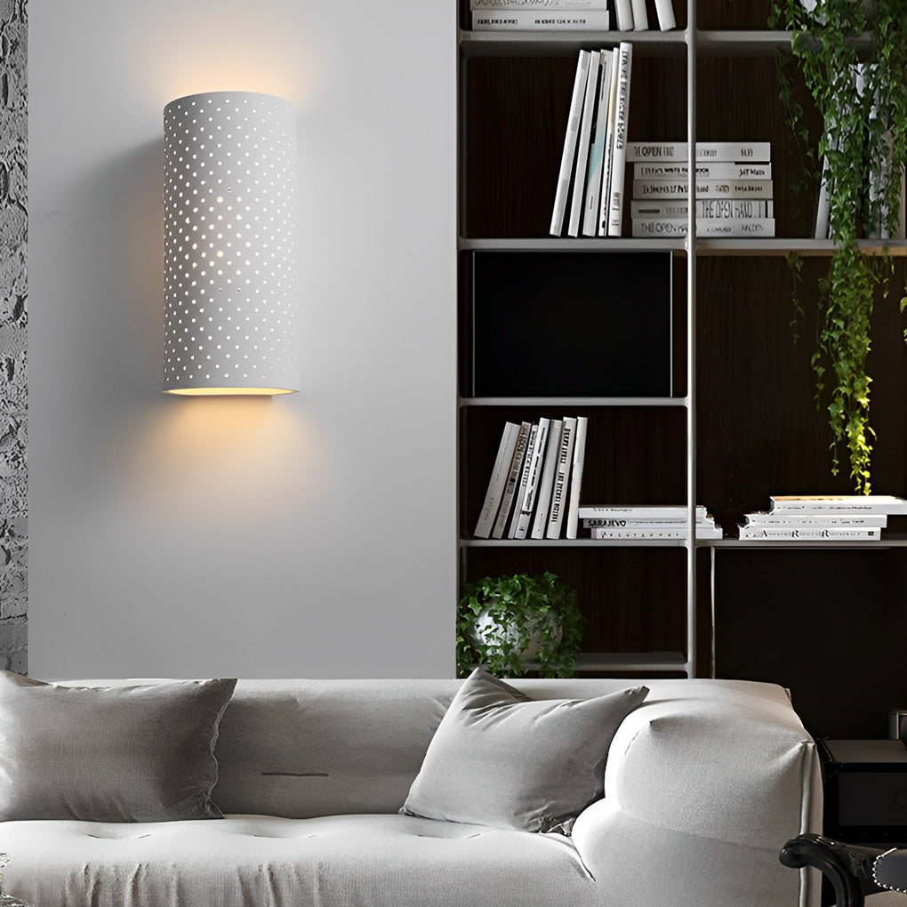 Minimalist Cylindrical Up/Down Wall Sconce — Gypsum, White, LED COB 7W, IP44, 3000K