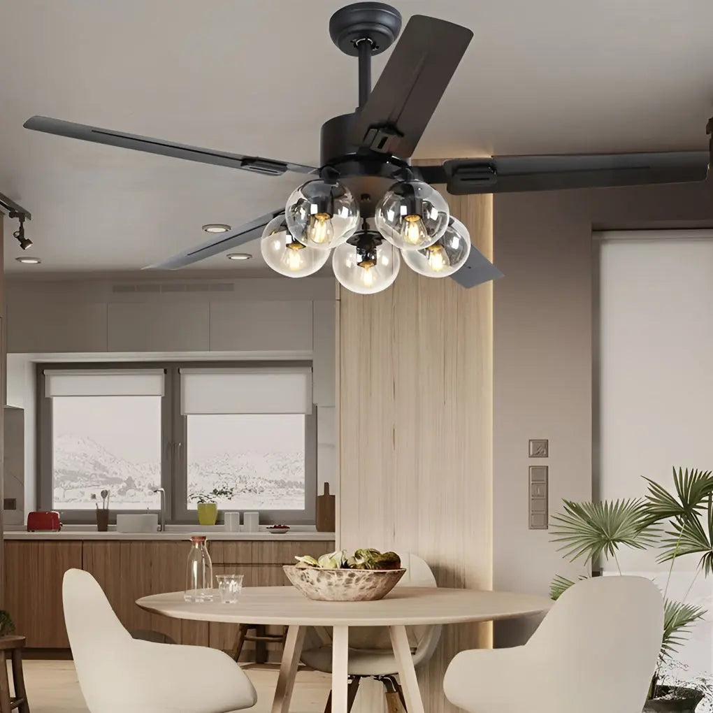 42-Inch Silent Nordic Flush Mount Ceiling Fan Light with 5 Lights and Remote Control Luxe