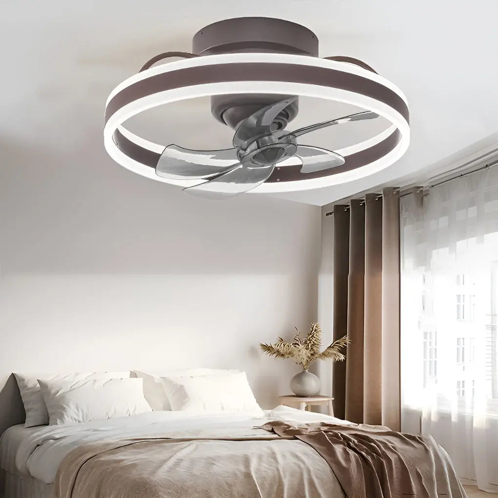 Modern Ceiling Fan Light with Round Design, Stepless Dimming, and 360° Rotation Luxe
