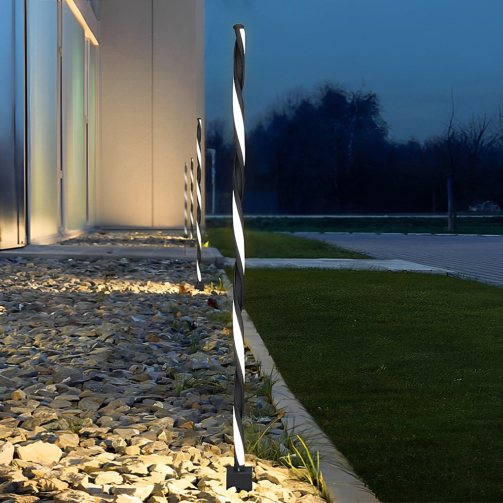Linear Black LED Solar Powered Path Lamp Minimalist Outdoor Lighting