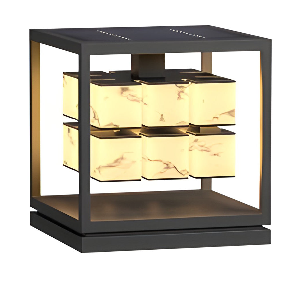 Modern Square Solar Deck Post Cap Light — Stainless Steel & PC, LED, IP65 Weatherproof, Warm White 3000K