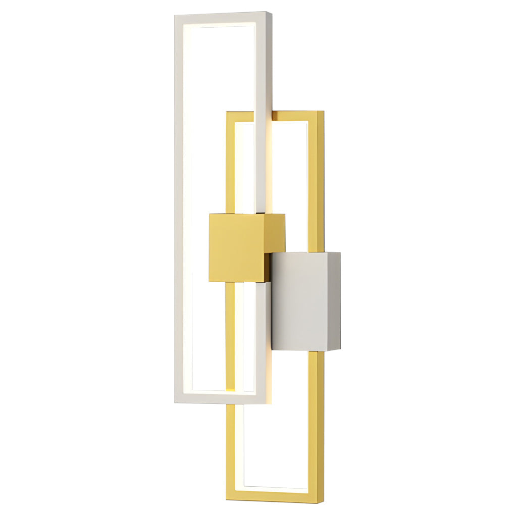 Rectangular Three-Step Dimming LED Wall Sconce — Iron & Aluminum, 3000K/6000K, Black or Gold
