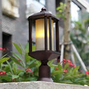 Outdoor Pillar Lamp in Retro Aluminum - Waterproof Rose Gold American Style