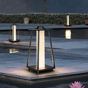 Modern Retro Portable Outdoor Floor Lantern — Galvanized Steel & Acrylic, Black, LED 12W 3000K, IP Weatherproof, 8"×18"