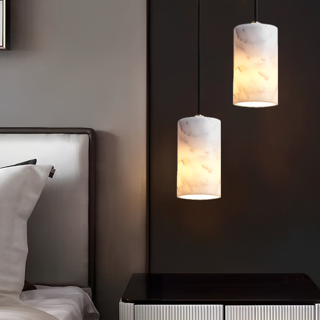 Minimalist Cylindrical Mini Pendant — Copper and Marble, E27, 3-Step Dimming (3000K/4500K/6000K), 67" Adjustable Cord