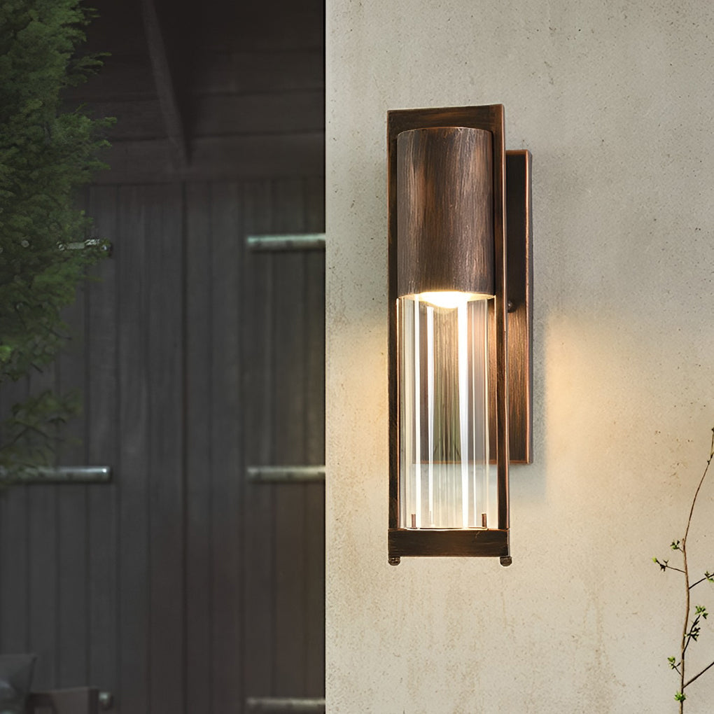 Industrial Outdoor Wall Sconce — Antique Iron, Glass Shade, E27, IP-Rated Weatherproof
