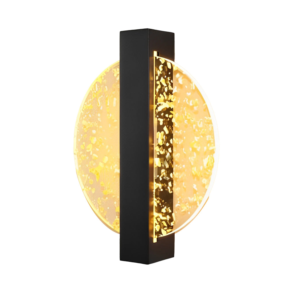 Round, Square, and Semicircle LED Wall Sconce — Acrylic, Hardwired, Black or Gold, Modern Retro