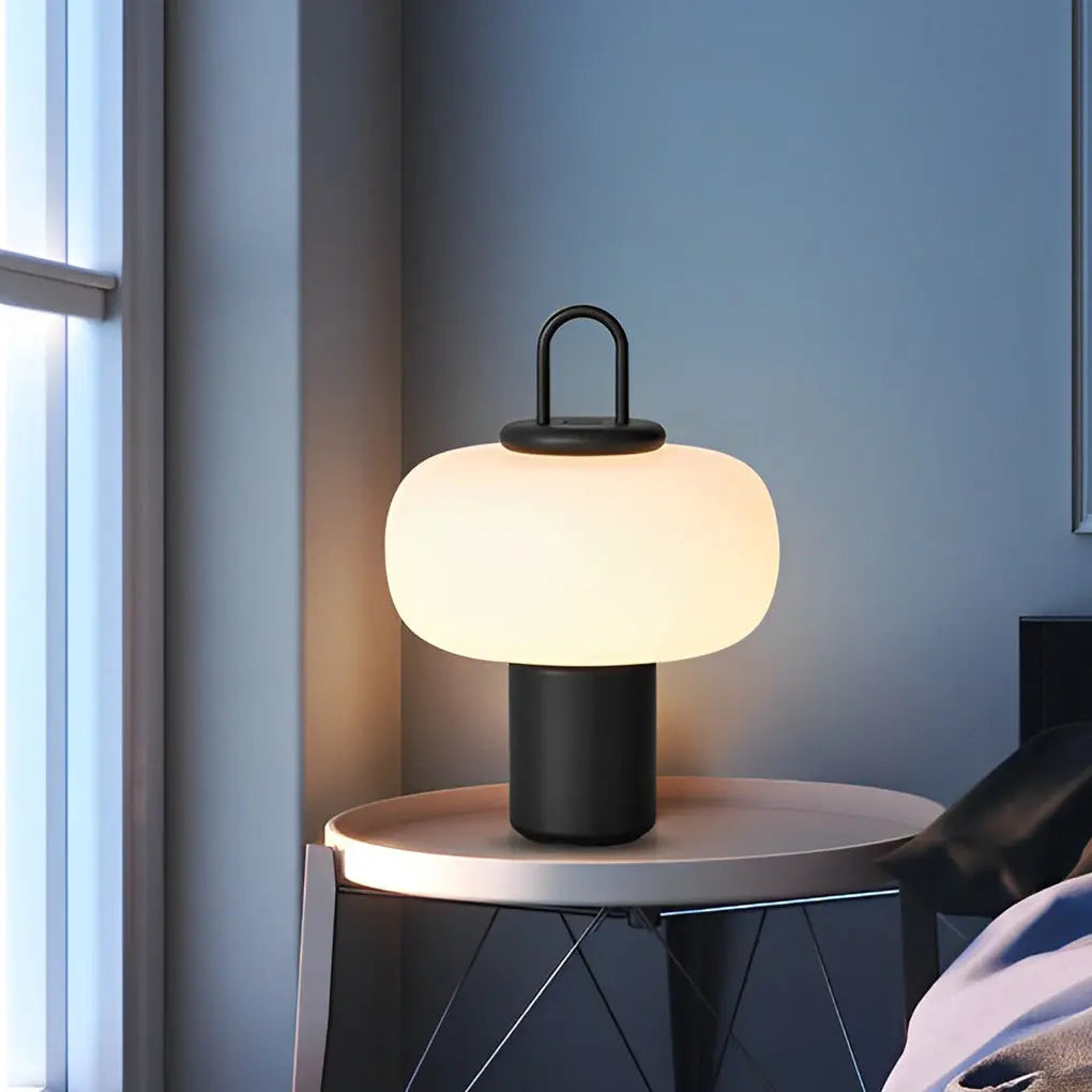 Portable LED Ambient Table Lamp with Modern Milk Glass Orb Design Luxe