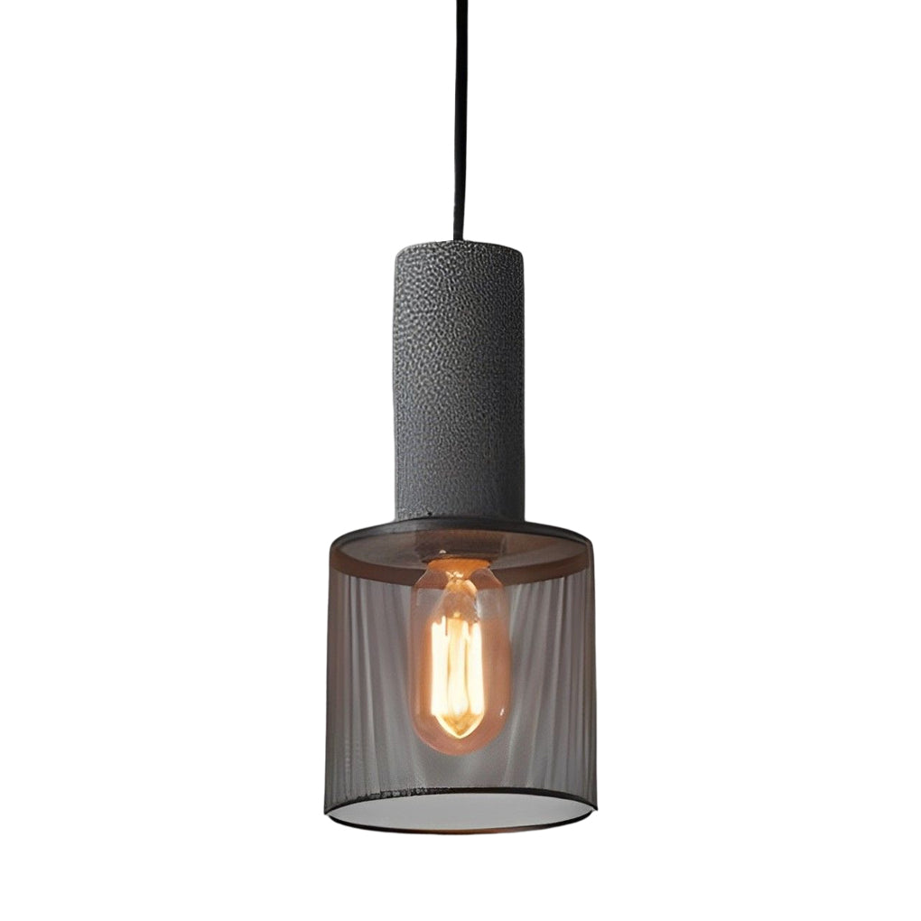 Industrial Cage Pendant — Concrete and Iron, Black, E27, 3000K Warm White