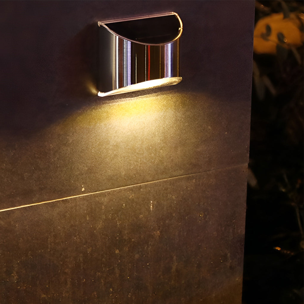 Minimalist Solar Outdoor Wall Sconce — Stainless Steel, IP44 Waterproof, 3000K / 6000K