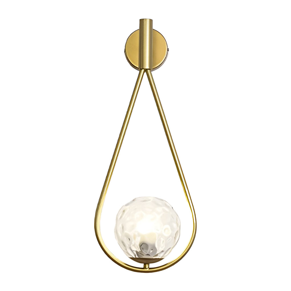 Waterdrop Wall Sconce — Iron and Glass, E27, 9" × 22", Black or Gold