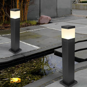 Minimalist Square Outdoor Bollard Light — Aluminum & Acrylic, Black, COB LED, IP65, Hardwired, 15.7" / 23.6" / 31.5"