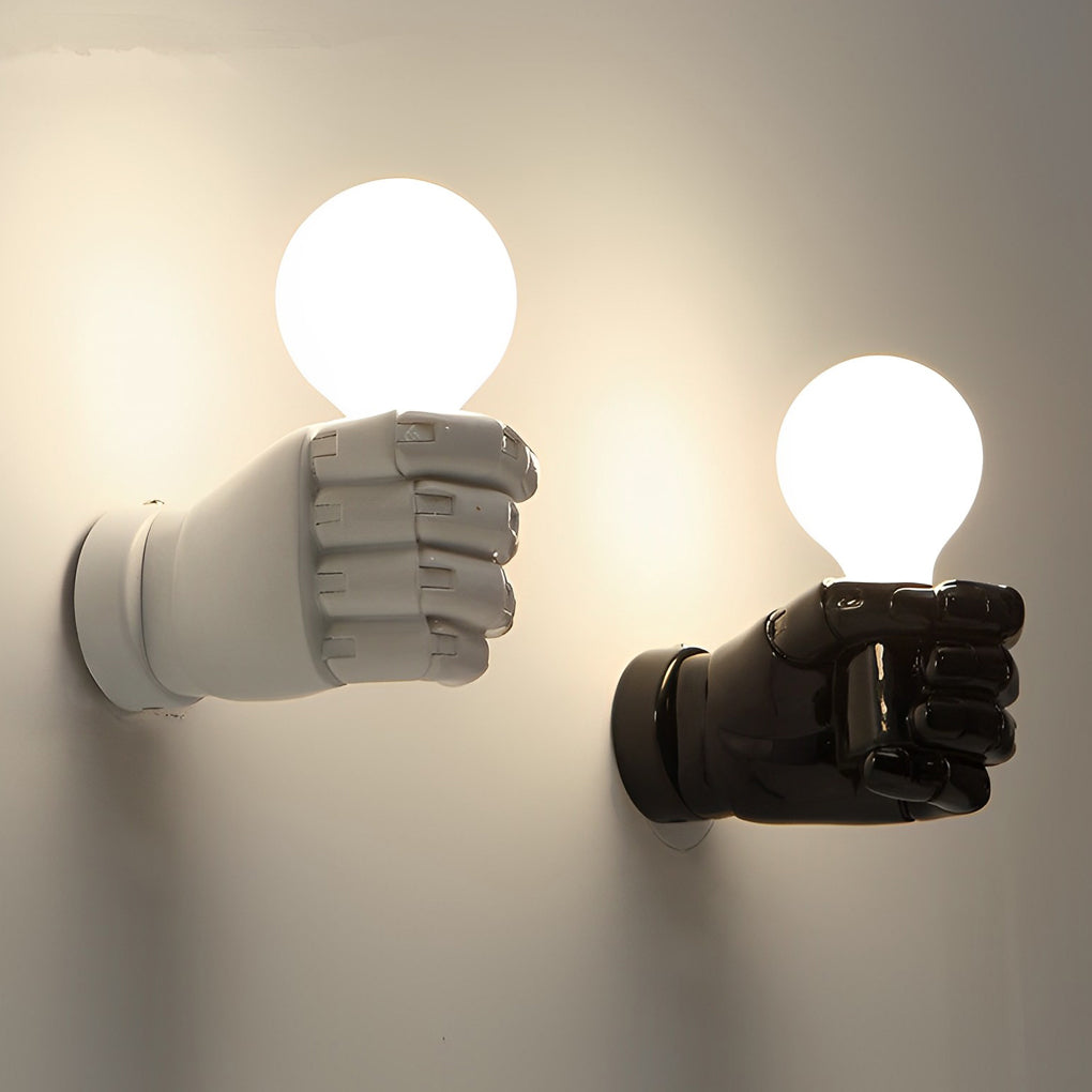 Fist-Shaped Retro Industrial Wall Sconce — Resin, E27, 6" x 4", Warm White 3000K