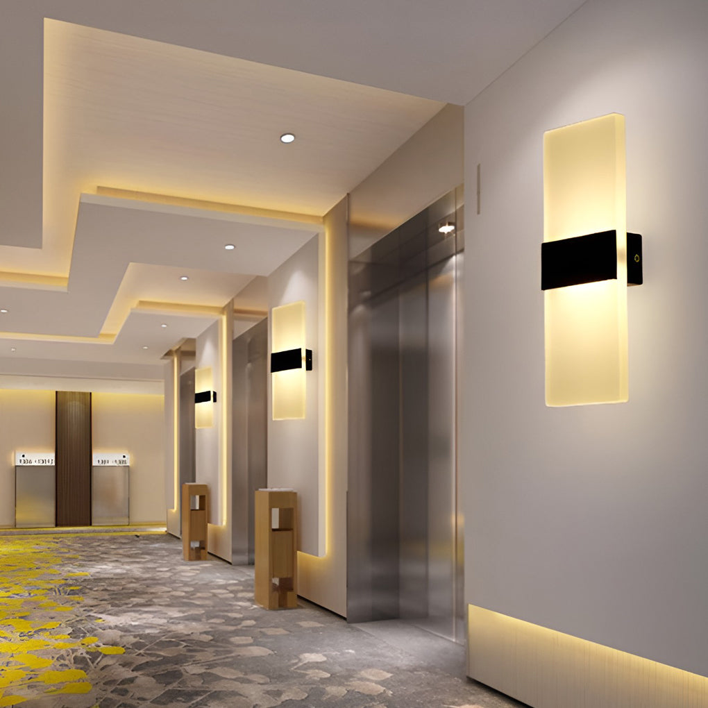 Modern Rectangular Wall Sconce — Acrylic & Aluminum, 6W LED, 3000K / 6000K, Gold / Silver / Black
