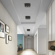 Modern Rectangular Surface-Mount Spotlight — Aluminum, 2-Light, 18W LED, 360° Adjustable, Anti-Glare