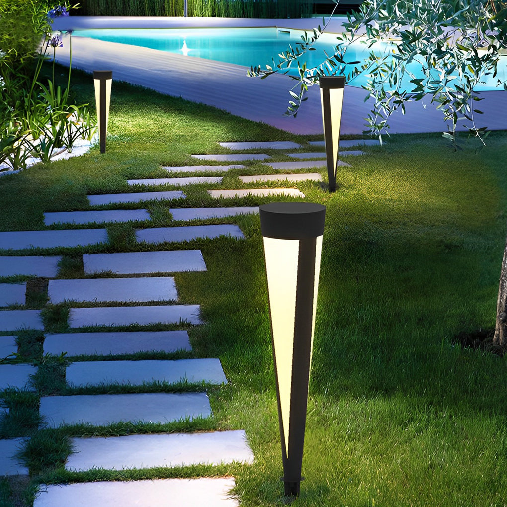 Round Solar Outdoor Bollard Light — Gray Aluminum & Acrylic, LED 10W, IP54, 6" × 24", Warm White 3000K