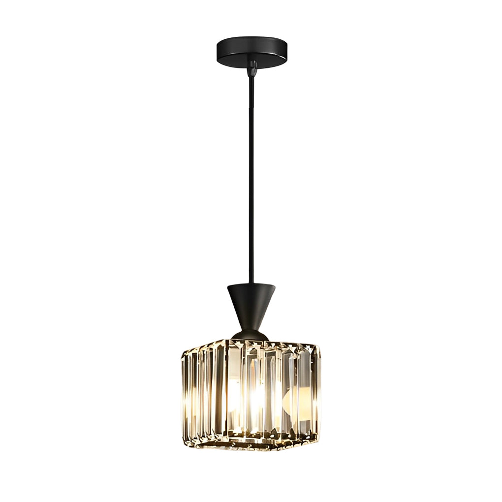 Round and Square Crystal Mini Pendant — Black and Gold, E27, Three-Step Dimming, 3000K/4500K/6000K