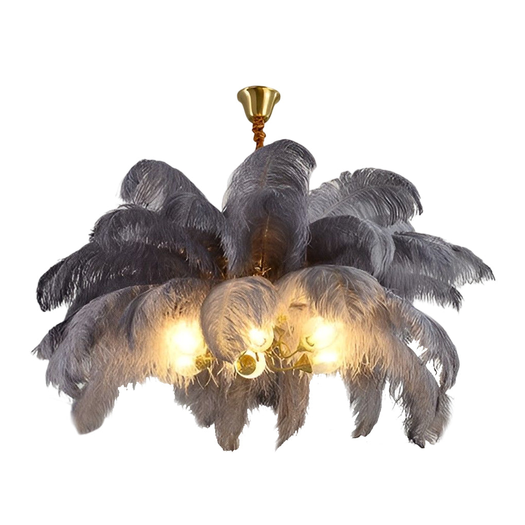 Feather Flush-Mount Chandelier — Copper, 39" Diameter, E14, Warm White 3000K