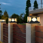 Mountain Scenery Solar Fence Post Cap Light — Stainless Steel & Acrylic, LED, IP65 Weatherproof, 3000K Warm White