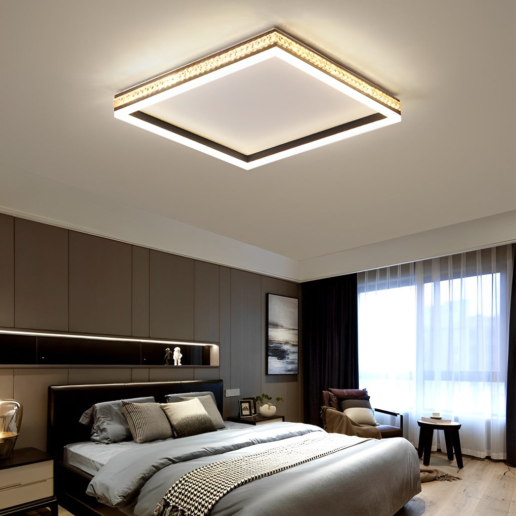 Modern Round or Square LED Flush Mount — Iron and Acrylic, 31W, Stepless Dimming with Remote Control