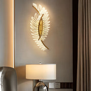 Postmodern Feather & Acrylic Leaf Wall Sconce — Copper, LED, Three-Step Dimming, 3000K / 4000K / 6000K