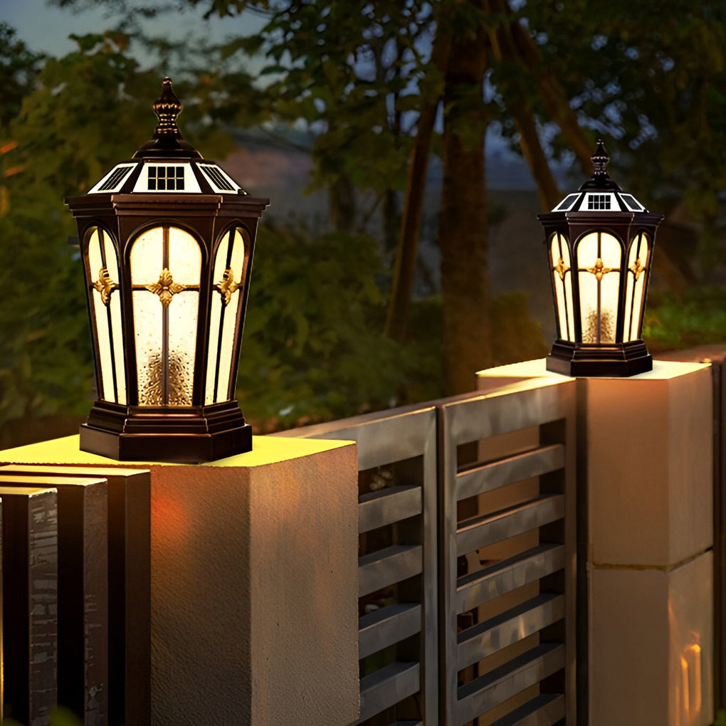 Solar Fence Post Cap Light — Die-Cast Aluminum & Glass, LED, Three-Step Dimming (3000K/4000K/6000K), IP65, Remote Control