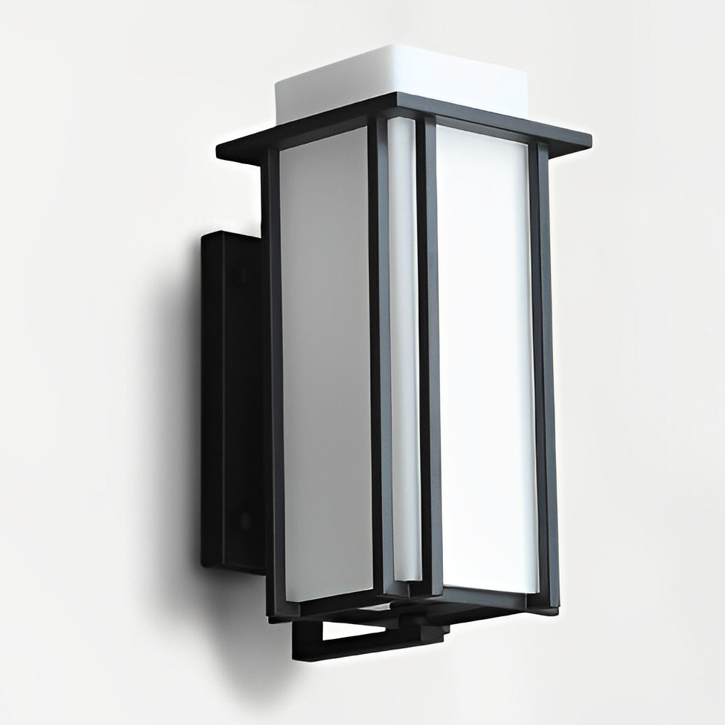 Retro Square Outdoor Wall Sconce — Matte Black Iron, Milky Glass, LED E27, Waterproof