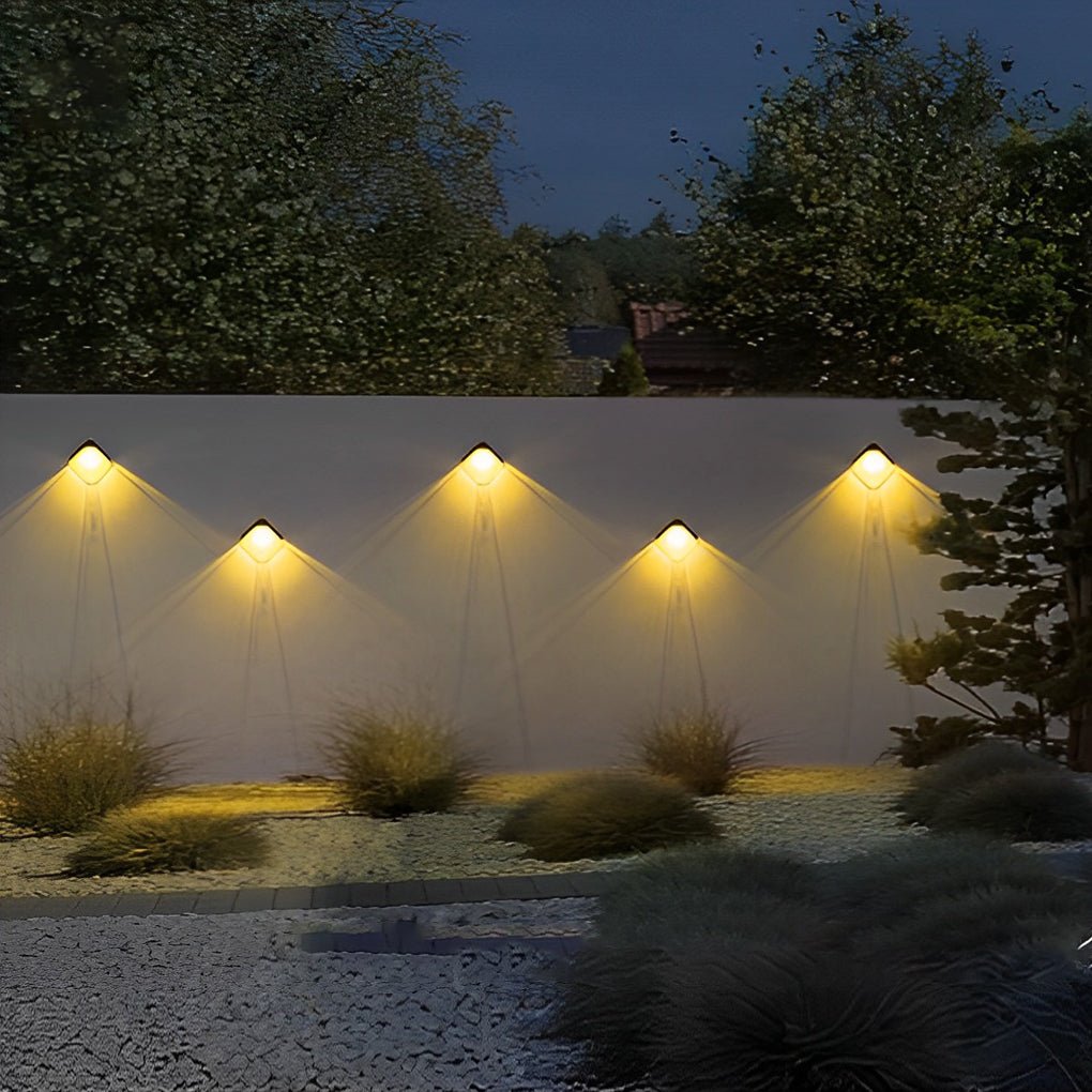 Modern Solar Outdoor Wall Sconce, Set of 2 — Black, RGB & 3000K Warm White, IP65 Weatherproof, Dusk-to-Dawn