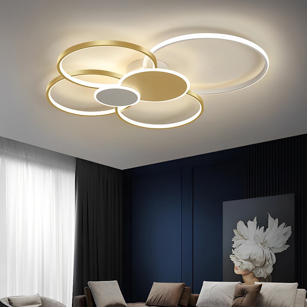 Cluster Circle LED Flush-Mount Ceiling Light — Acrylic & Silica Gel, 3-Step Dimming, Remote Control, 2- or 4-Light