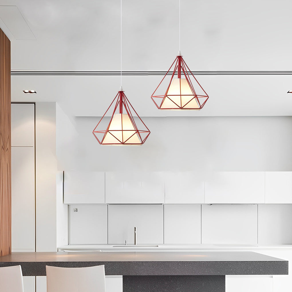 Geometric Metal Cage Mini Pendant — 10" Diameter, LED 9W, Adjustable Cord, Multi-Finish